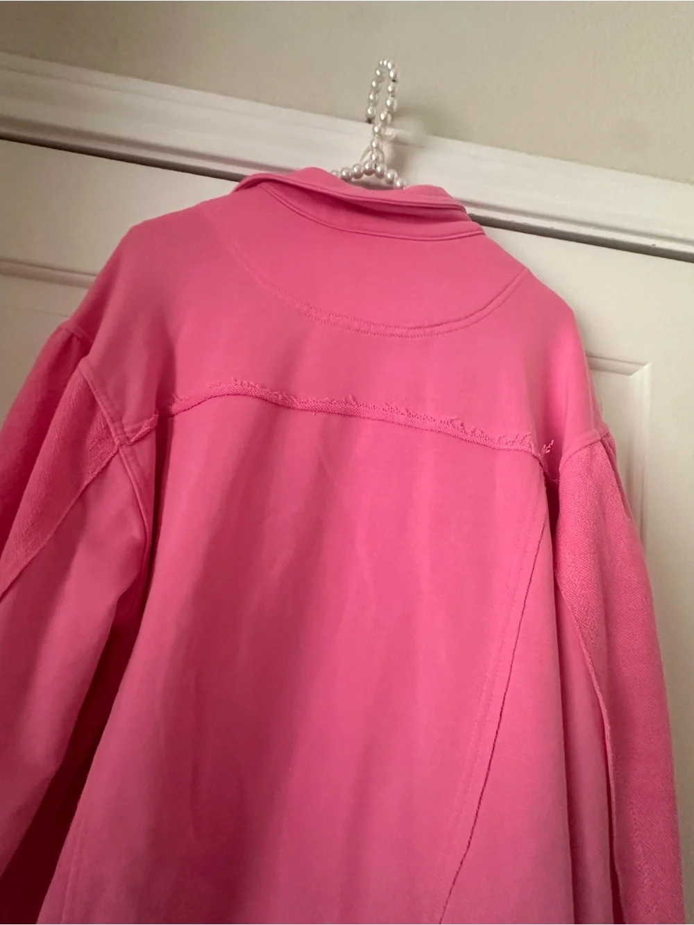 Pol Bubblegum Pink Distressed Crop Jacket - Picture 8 of 10